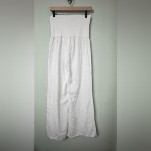 Fresh Laundry White Linen Wide‎ Leg Pants Fold Over Waist Size Small